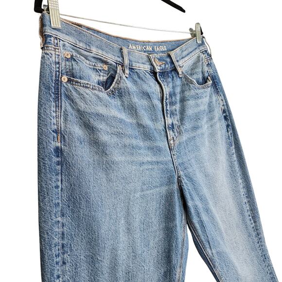 American Eagle Womens 90s Flare Jeans Size 10 High Rise Distressed Pockets Hem - Picture 3 of 14
